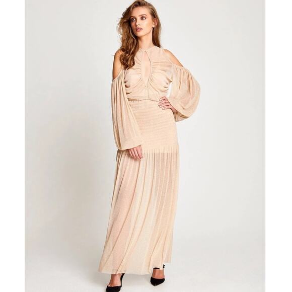 Alice McCall Spell Gown Maxi Dress nude neutral metallic knit mesh Size 4 - Picture 1 of 13